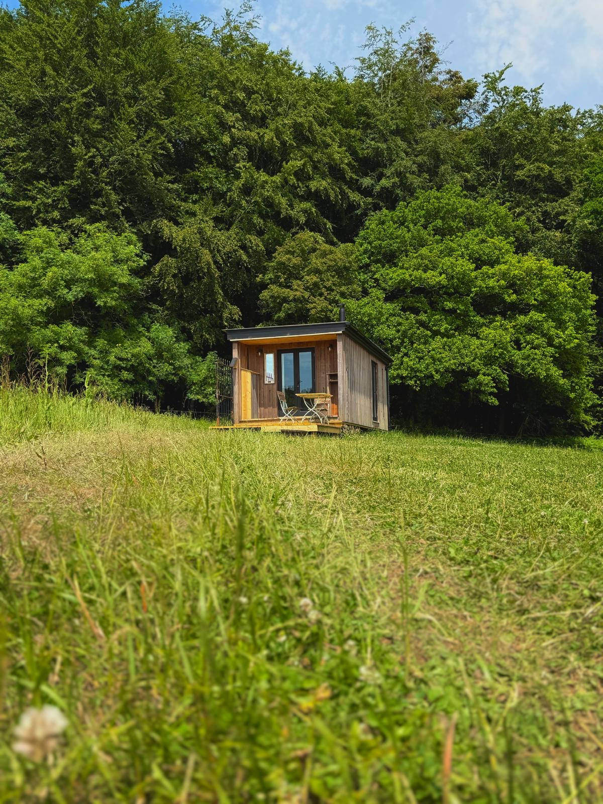 Kalou design-led cabin exterior in East Dean, Goodwood, West Sussex