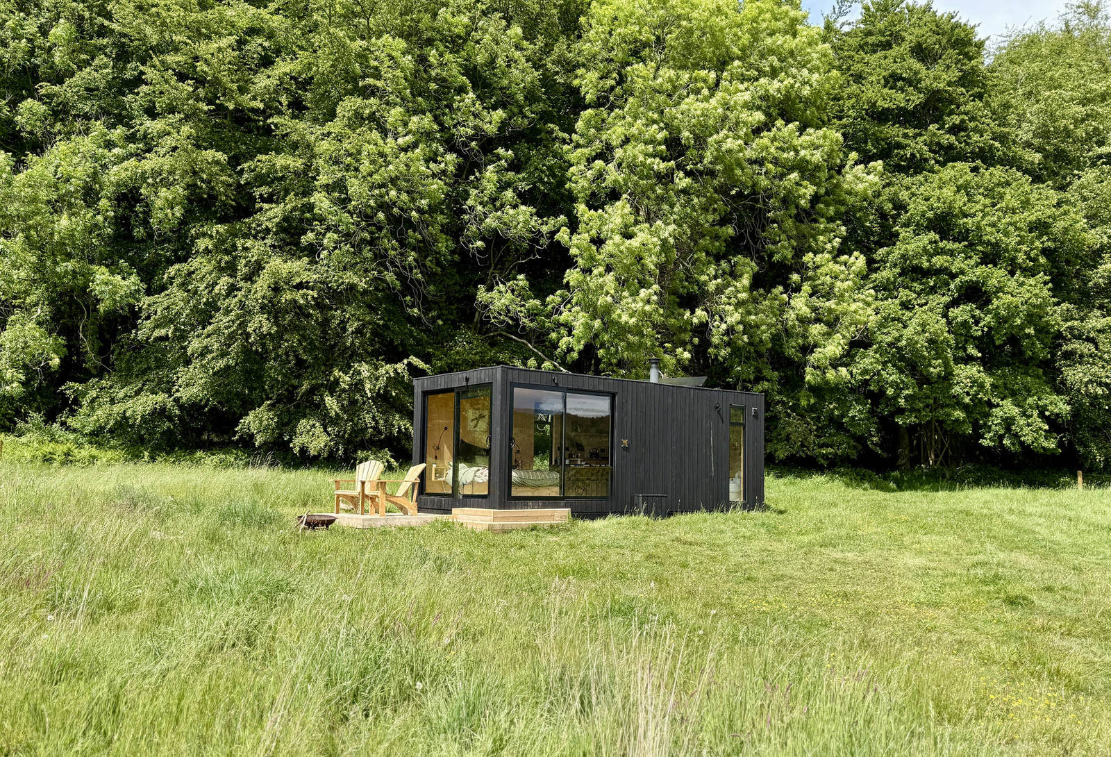 Roeka off-grid cabin exterior near Goodwood Estate, West Sussex